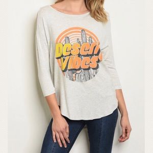 Desert vibe graphics T-shirt cold shoulder